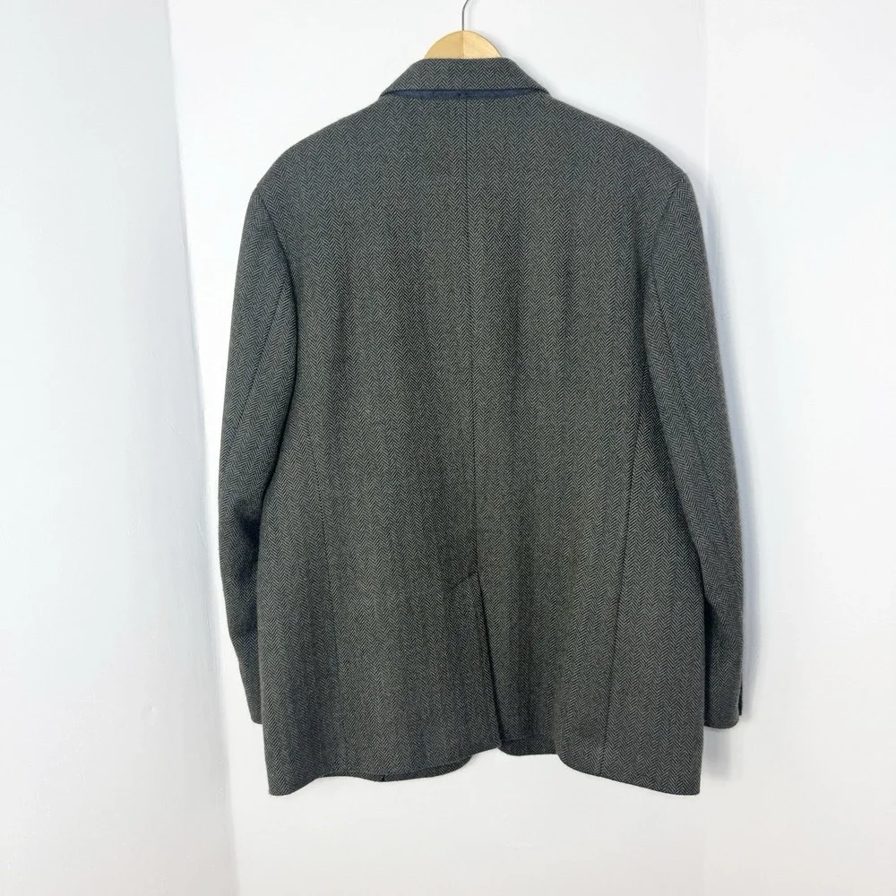 J. Crew Mens XL Gray Herringbone Wool 3 Button Tweed Blazer Sport Coat 48